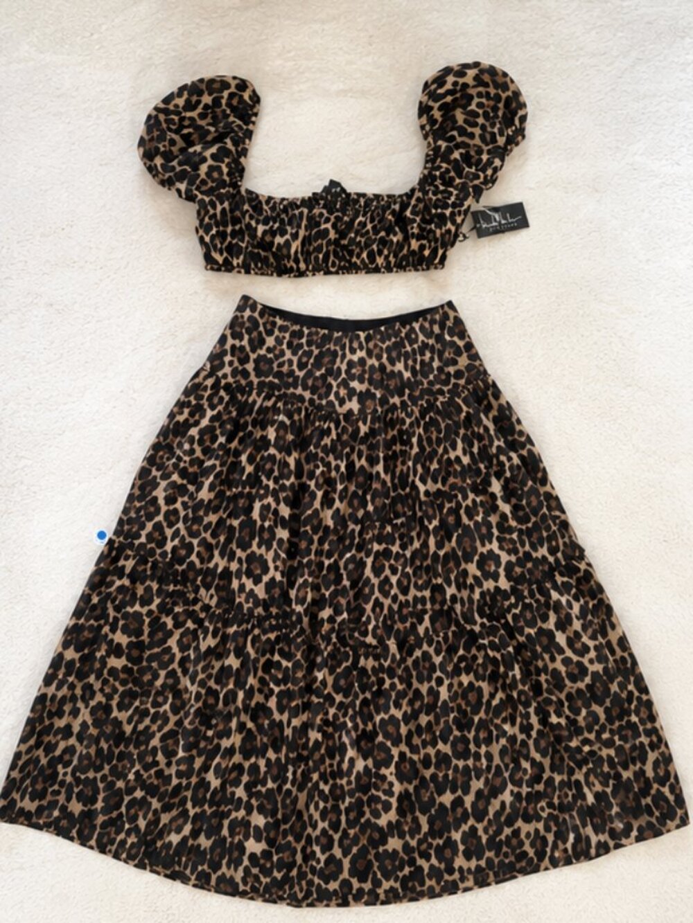 Nicole Miller Brown and Black Leopard A-Line Skirt